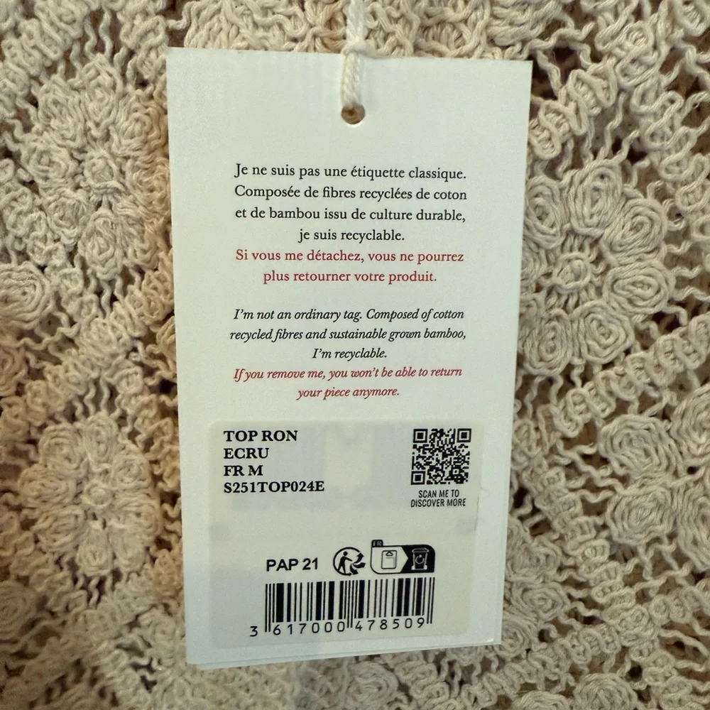 Sezane Ron Top Ecru - Size M - Picture 4 of 6